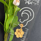 Honeycomb Bee with Gold Flower Stud Polymer Clay Earrings