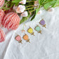 Gold Bezel Modern Pastel Tulip Polymer Clay Earrings