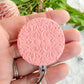 Floral Polymer Clay ID Badge: Textured Bright Pastel Retractable Badge