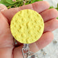 Floral Polymer Clay ID Badge: Textured Bright Pastel Retractable Badge