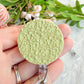 Floral Polymer Clay ID Badge: Textured Bright Pastel Retractable Badge
