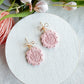Pink Blossom Strawberry Scalloped Polymer Clay Earrings