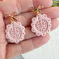 Pink Blossom Strawberry Scalloped Polymer Clay Earrings