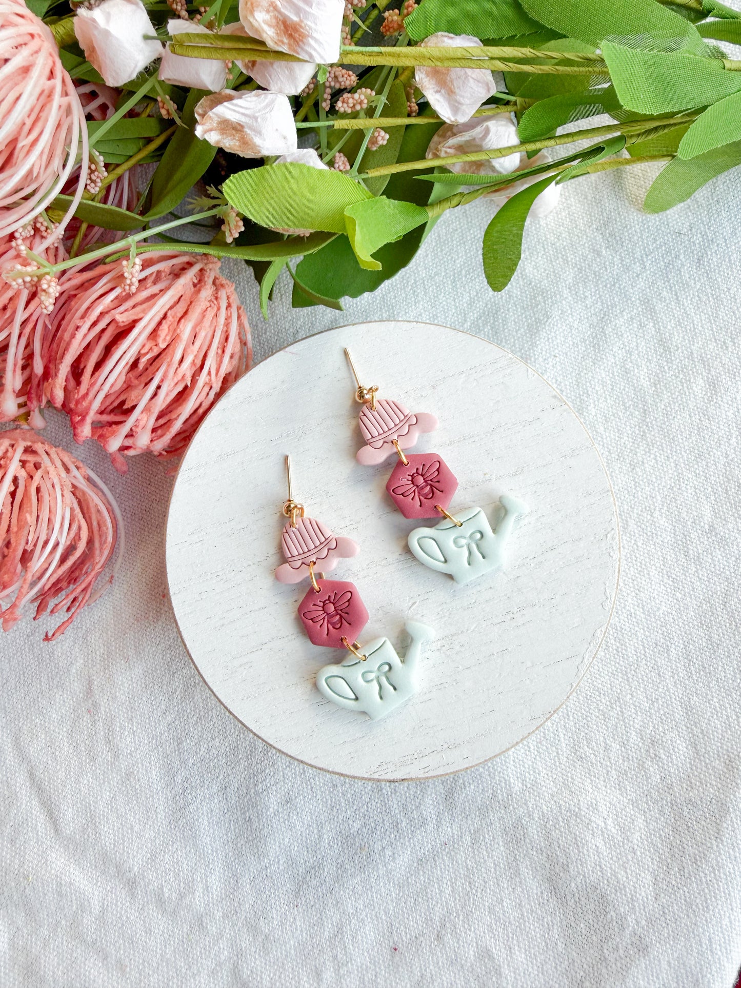 Whimsical Spring Garden Trio Polymer Clay Earrings