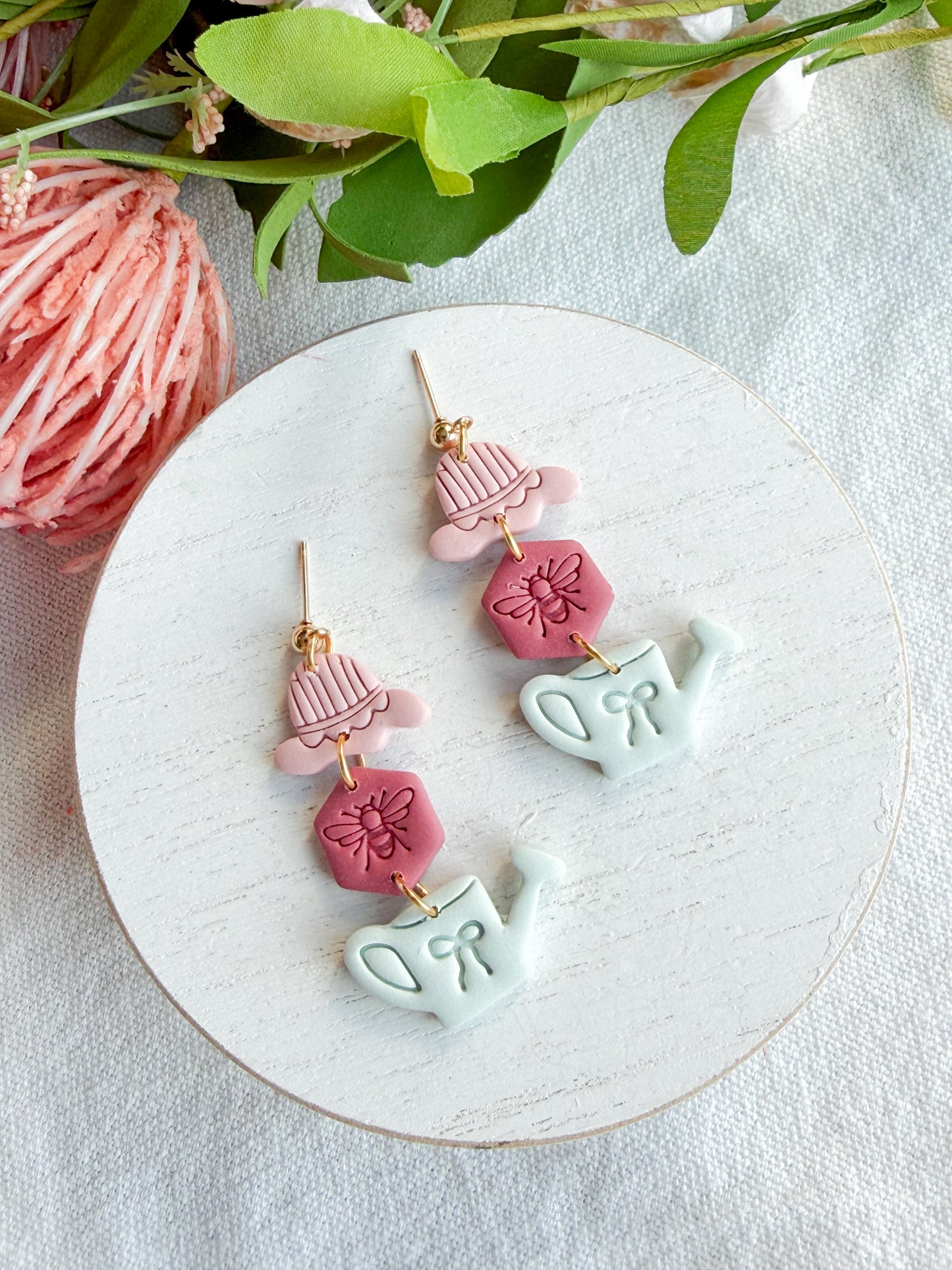 Whimsical Spring Garden Trio Polymer Clay Earrings