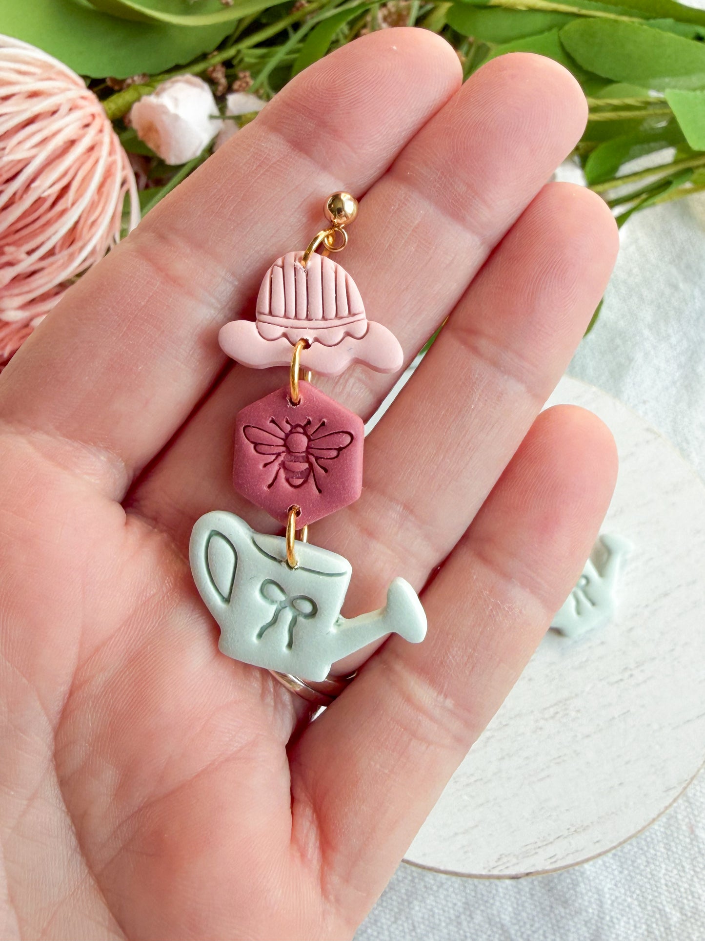 Whimsical Spring Garden Trio Polymer Clay Earrings