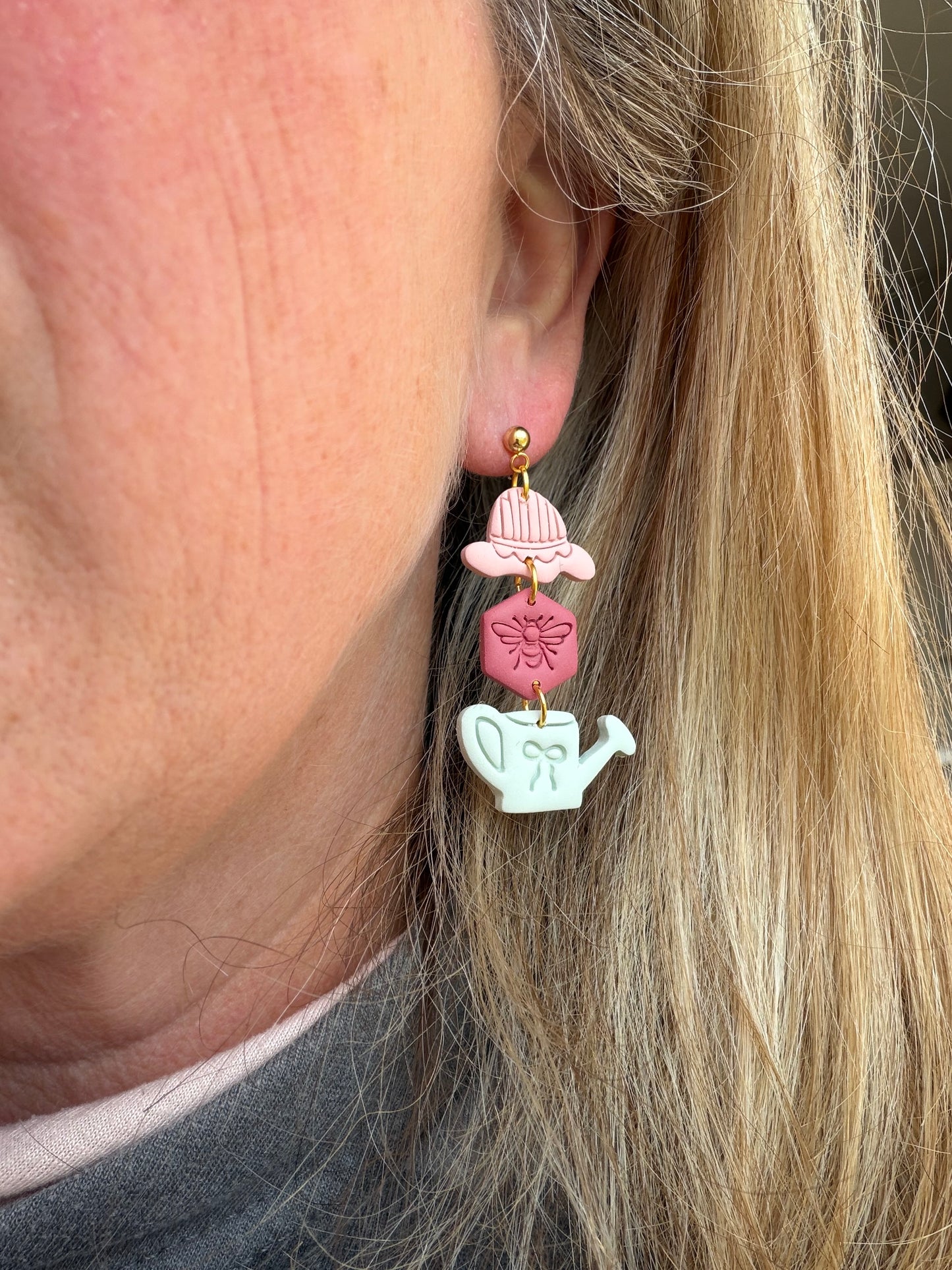 Whimsical Spring Garden Trio Polymer Clay Earrings