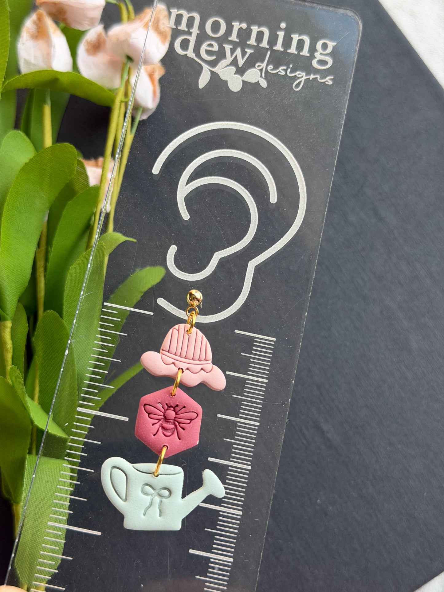 Whimsical Spring Garden Trio Polymer Clay Earrings