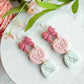 Whimsical Spring Trio Bow Butterfly Branch Polymer Clay Earrings