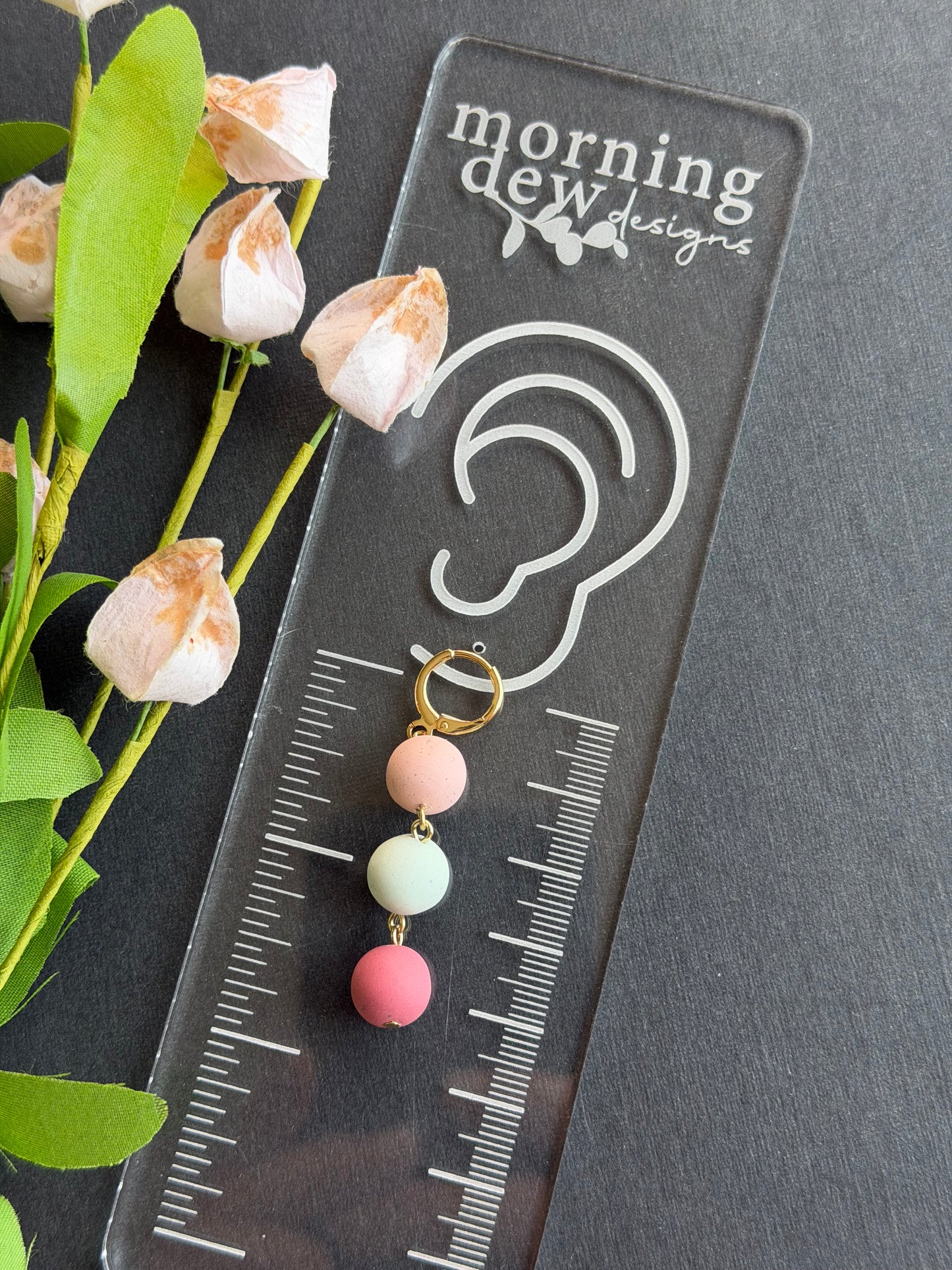 Pastel Bead Drop Trio Polymer Clay Earrings