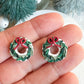 Christmas Wreath Polymer Clay Studs