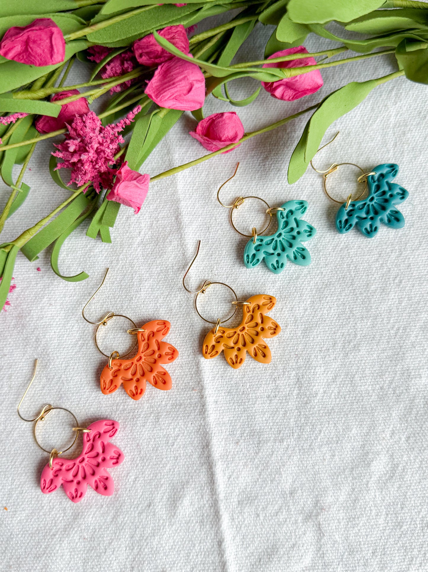 Cinco De Mayo Fiesta Talavera Floral Arch Polymer Clay Earrings