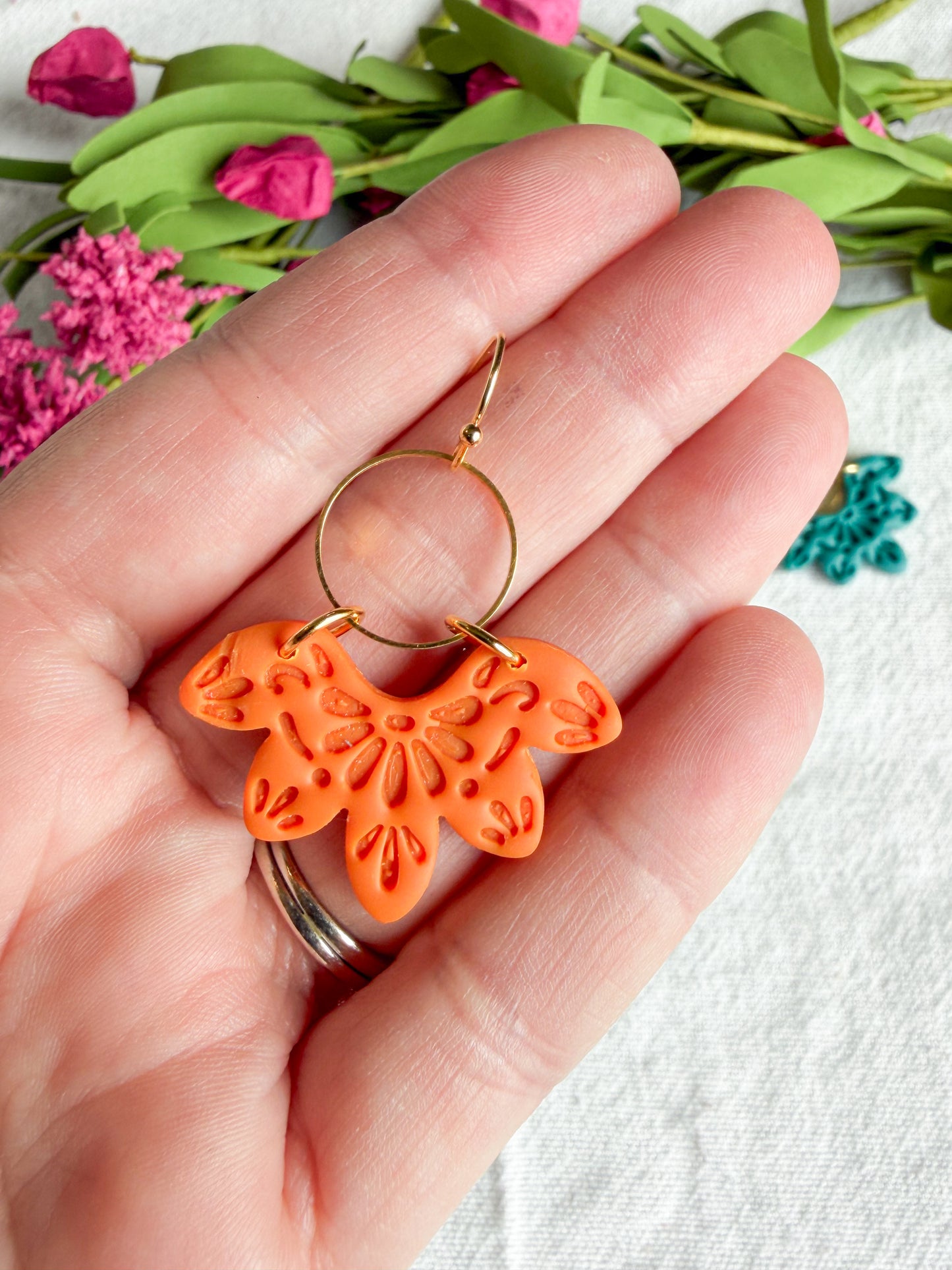 Cinco De Mayo Fiesta Talavera Floral Arch Polymer Clay Earrings
