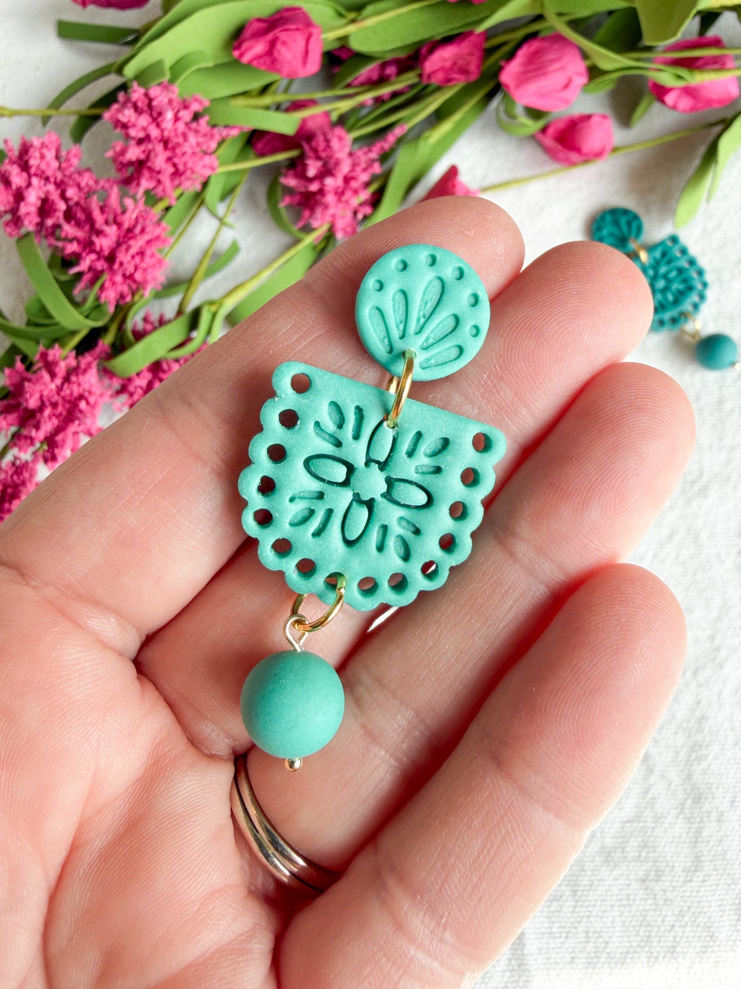 Cinco De Mayo Fiesta Papel Picado Polymer Clay Earrings