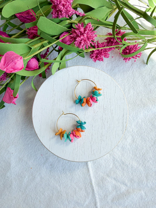 Cinco De Mayo Fiesta Flower Polymer Clay Hoops
