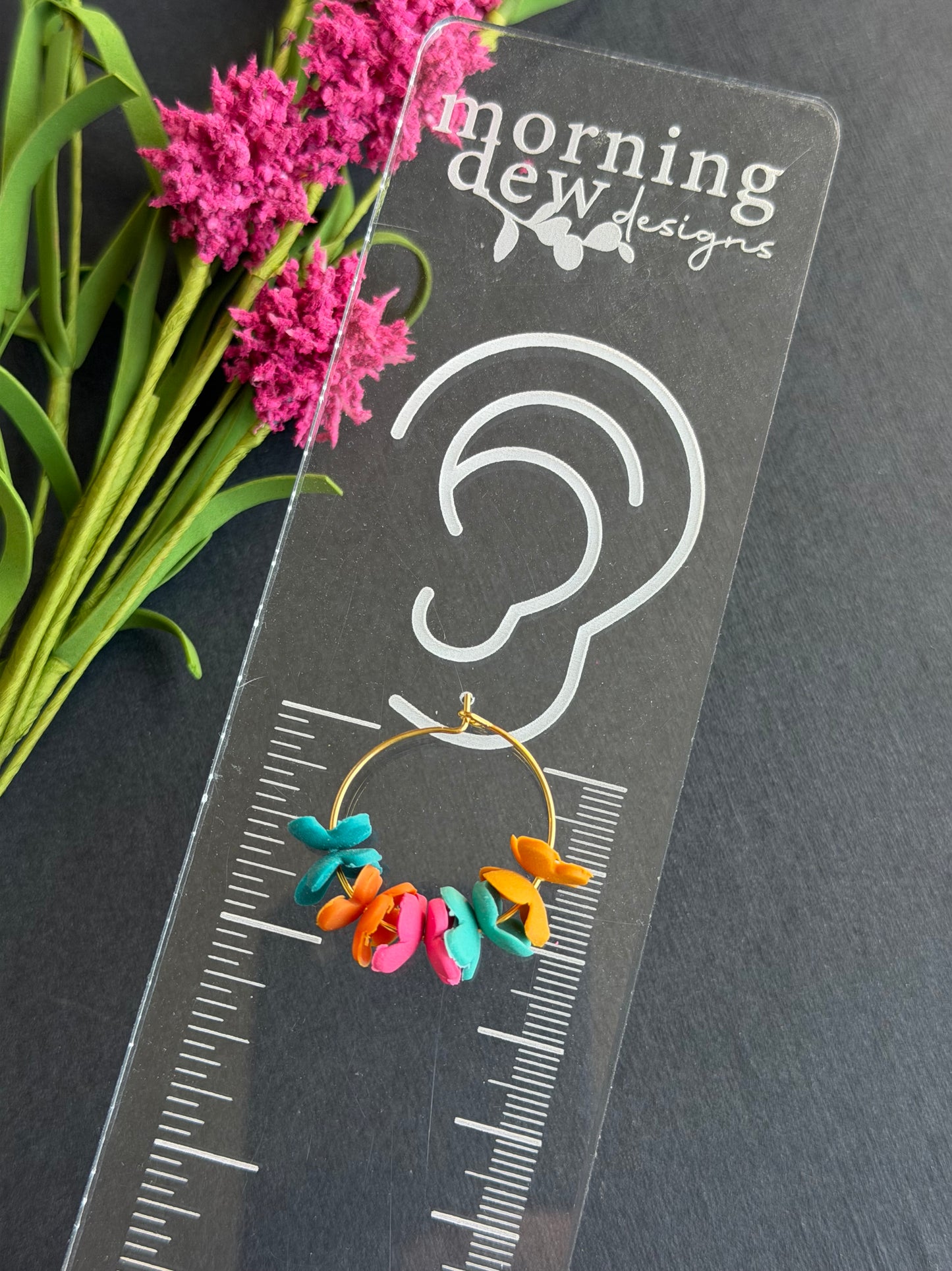 Cinco De Mayo Fiesta Flower Polymer Clay Hoops