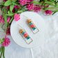 Cinco De Mayo Fiesta Flower Gold Bezel Polymer Clay Earrings