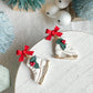 Festive Ice Skates with Holly and Red Bow Polymer Clay Earrings