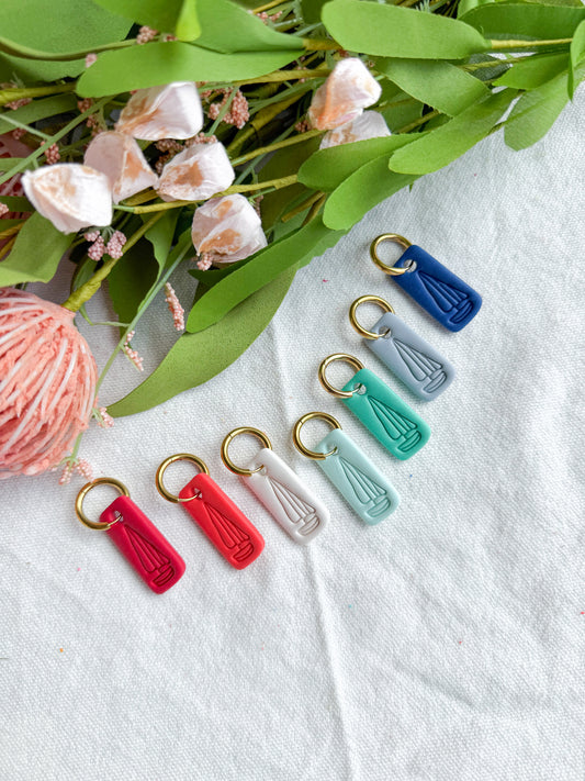 Embossed Sailboat Rectangle Polymer Clay Earrings | Seaside Charm Collection