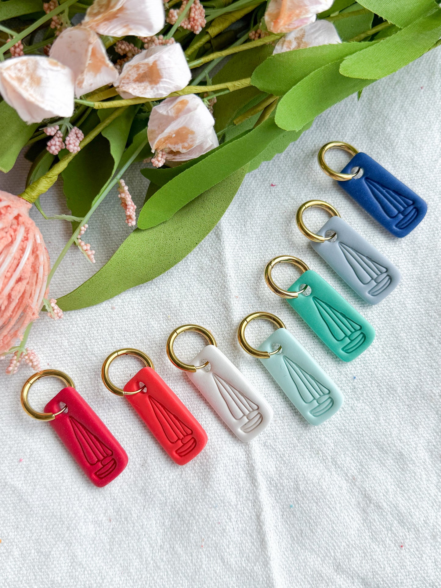 Embossed Sailboat Rectangle Polymer Clay Earrings | Seaside Charm Collection