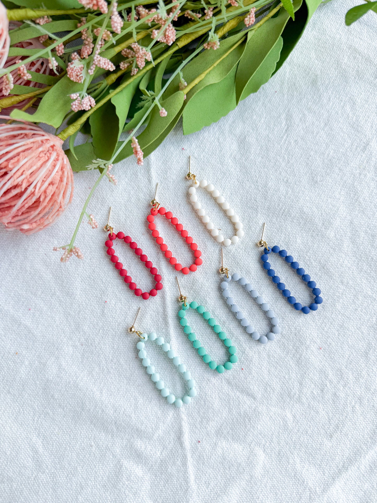 Bubble Beaded Oval Polymer Clay Earrings | Seaside Charm Collection