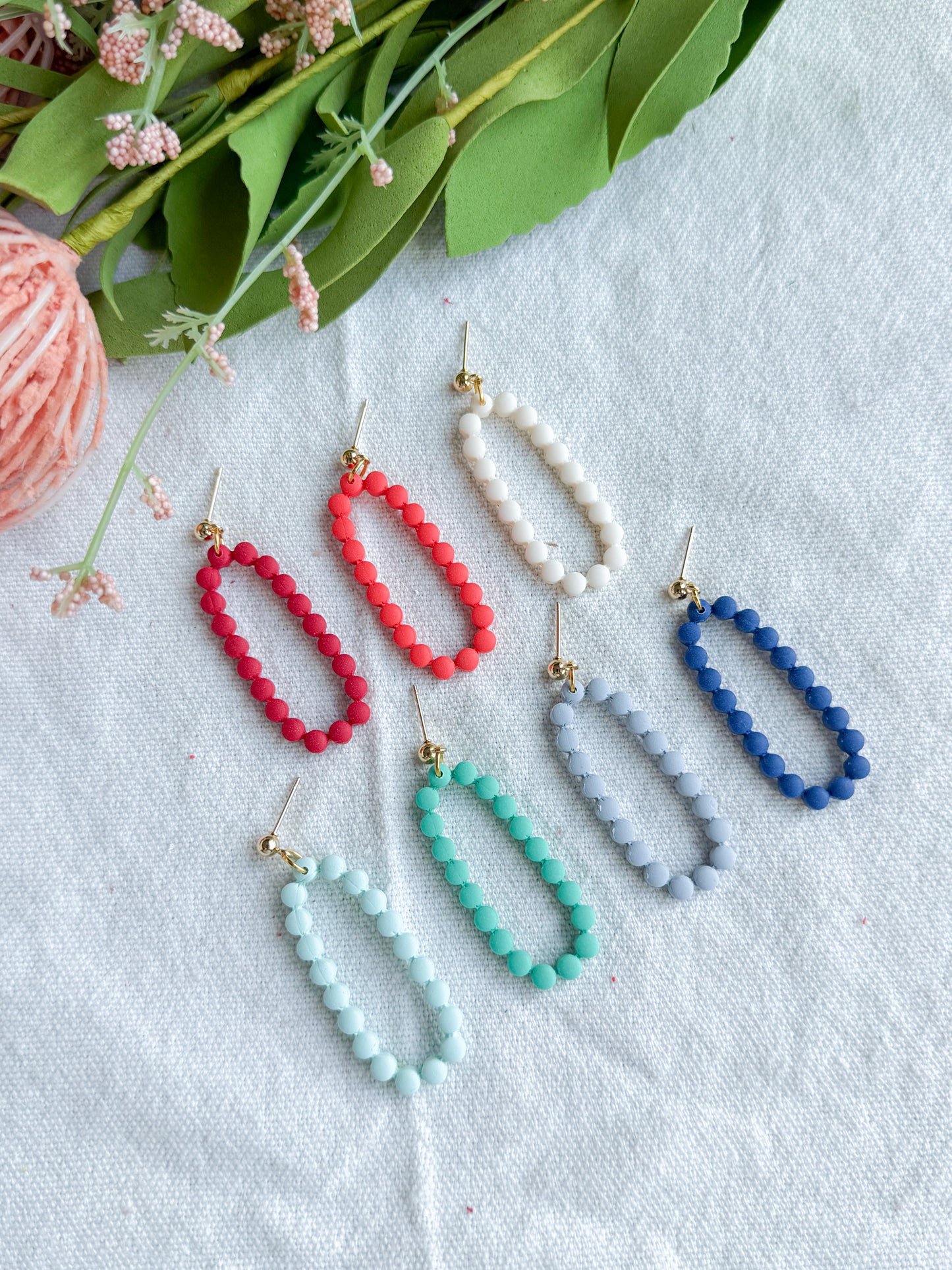Bubble Beaded Oval Polymer Clay Earrings | Seaside Charm Collection