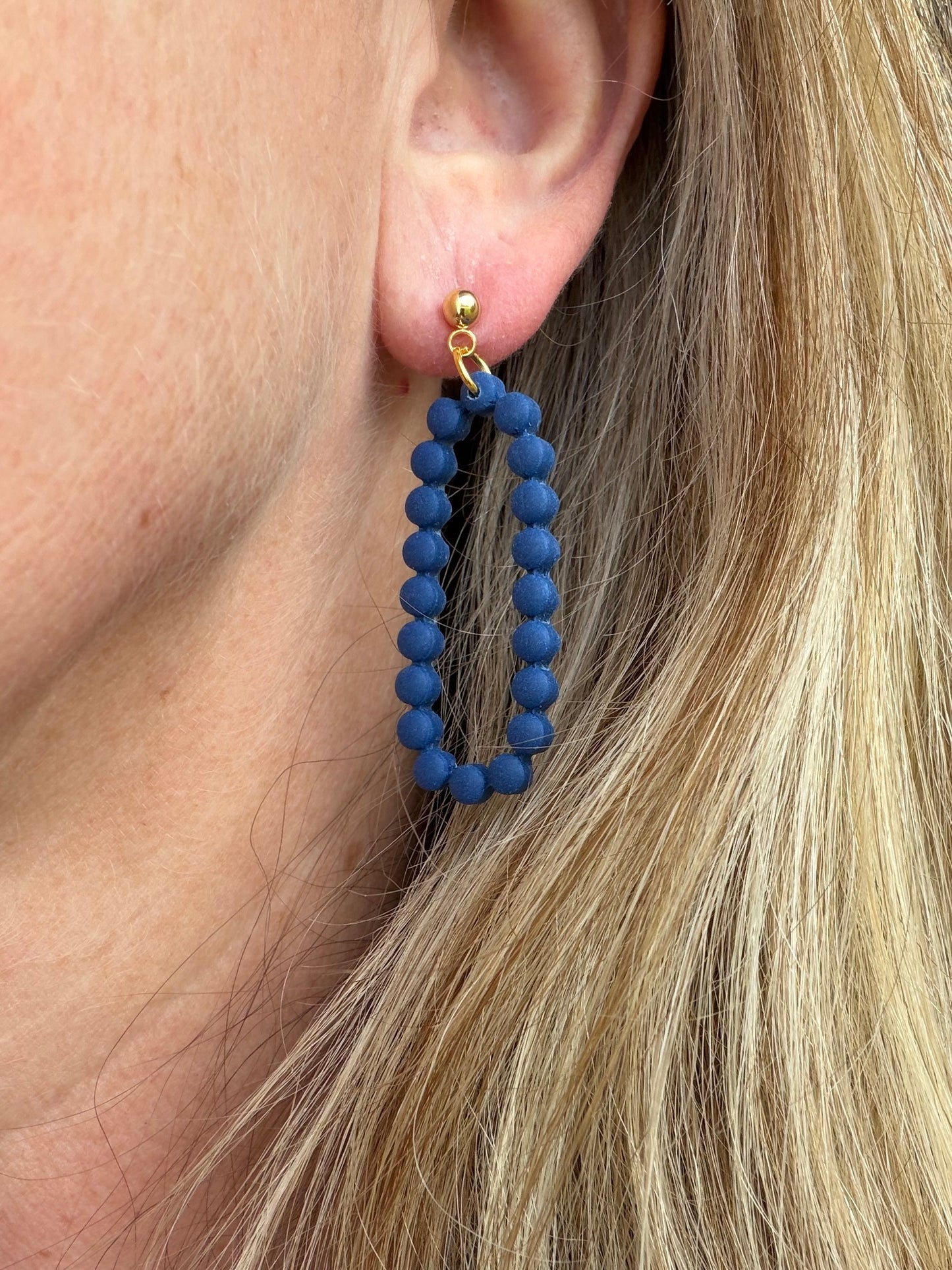Bubble Beaded Oval Polymer Clay Earrings | Seaside Charm Collection