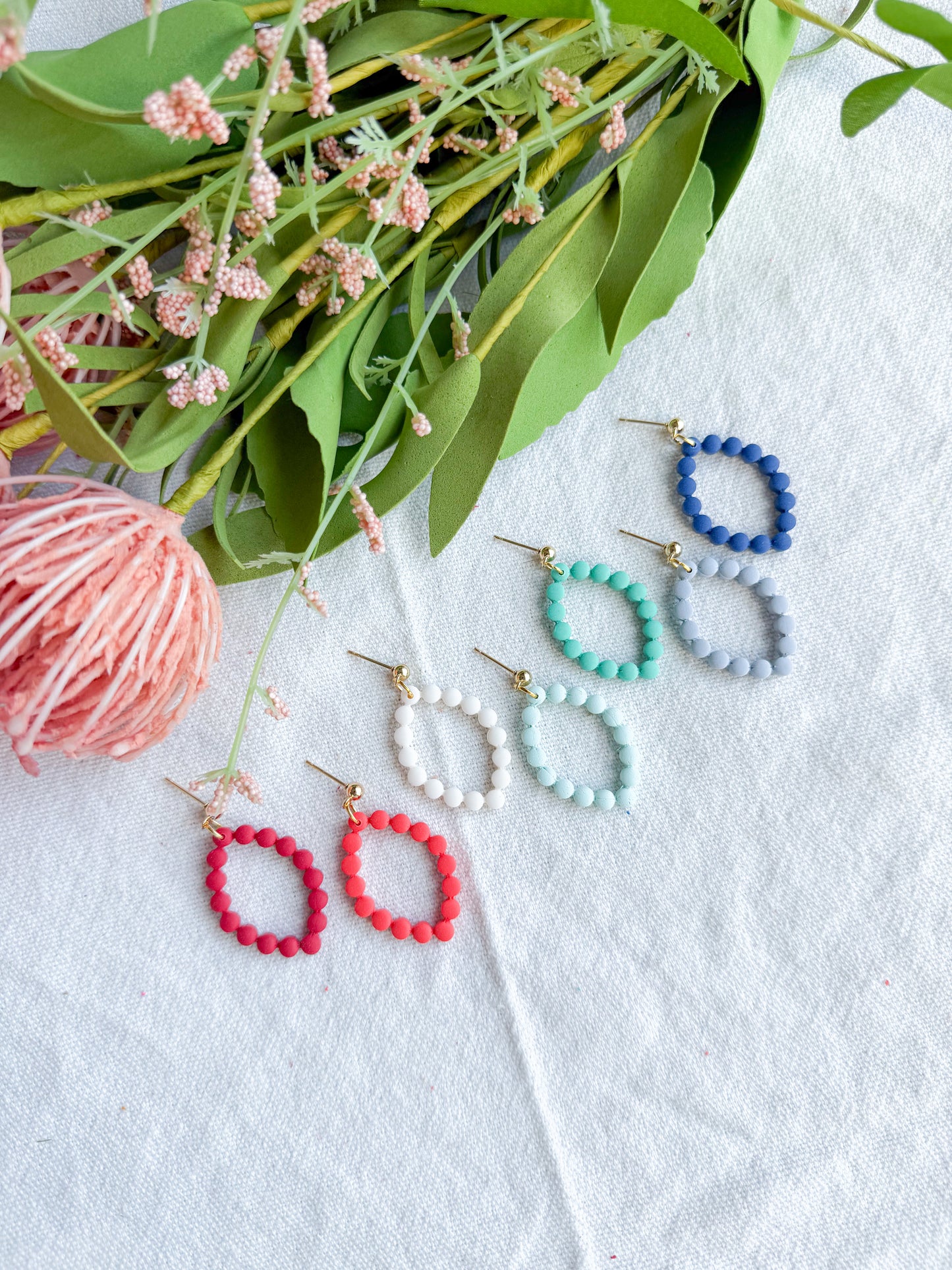 Bubble Beaded Diamond Polymer Clay Earrings | Seaside Charm Collection