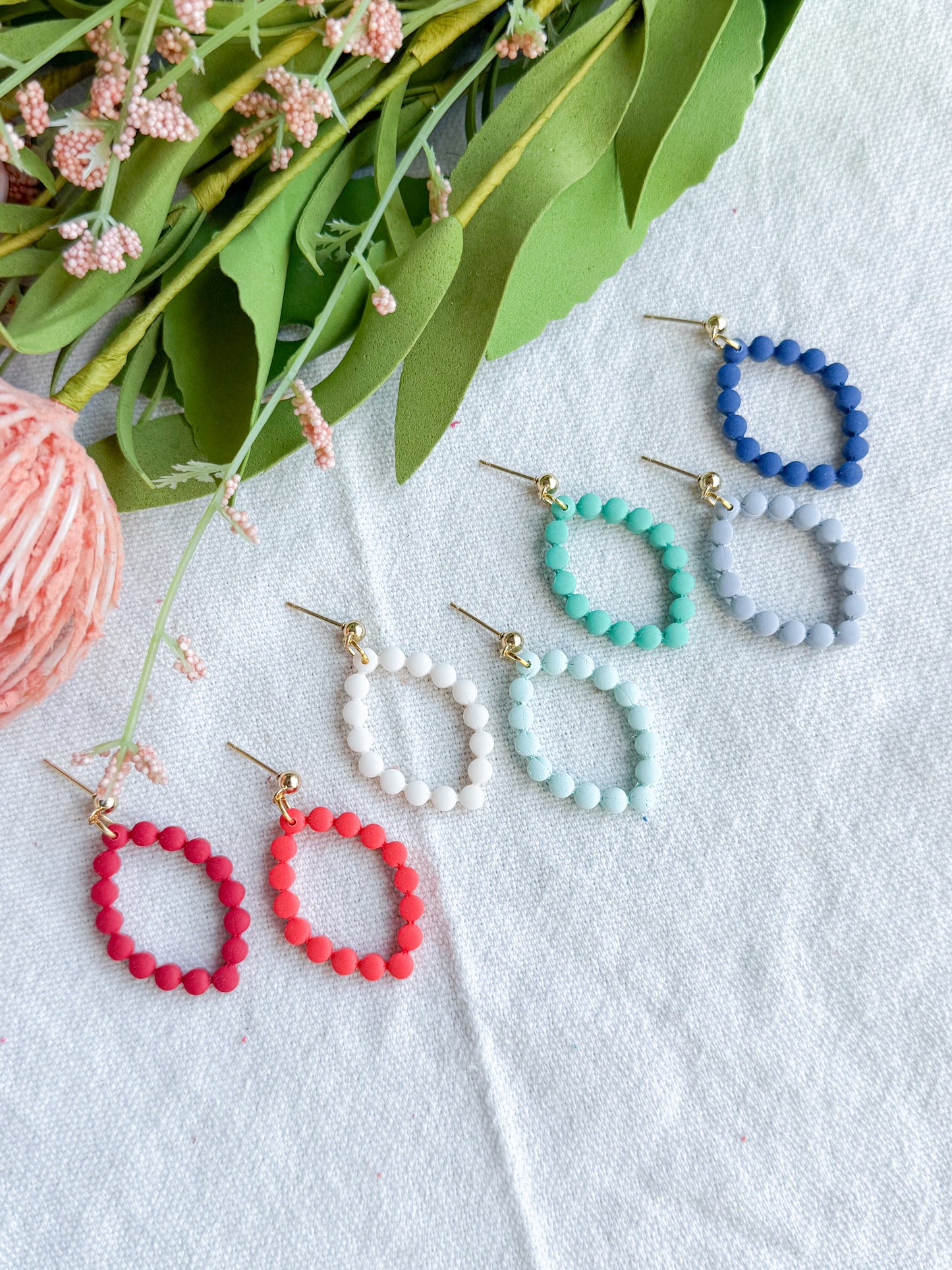 Bubble Beaded Diamond Polymer Clay Earrings | Seaside Charm Collection