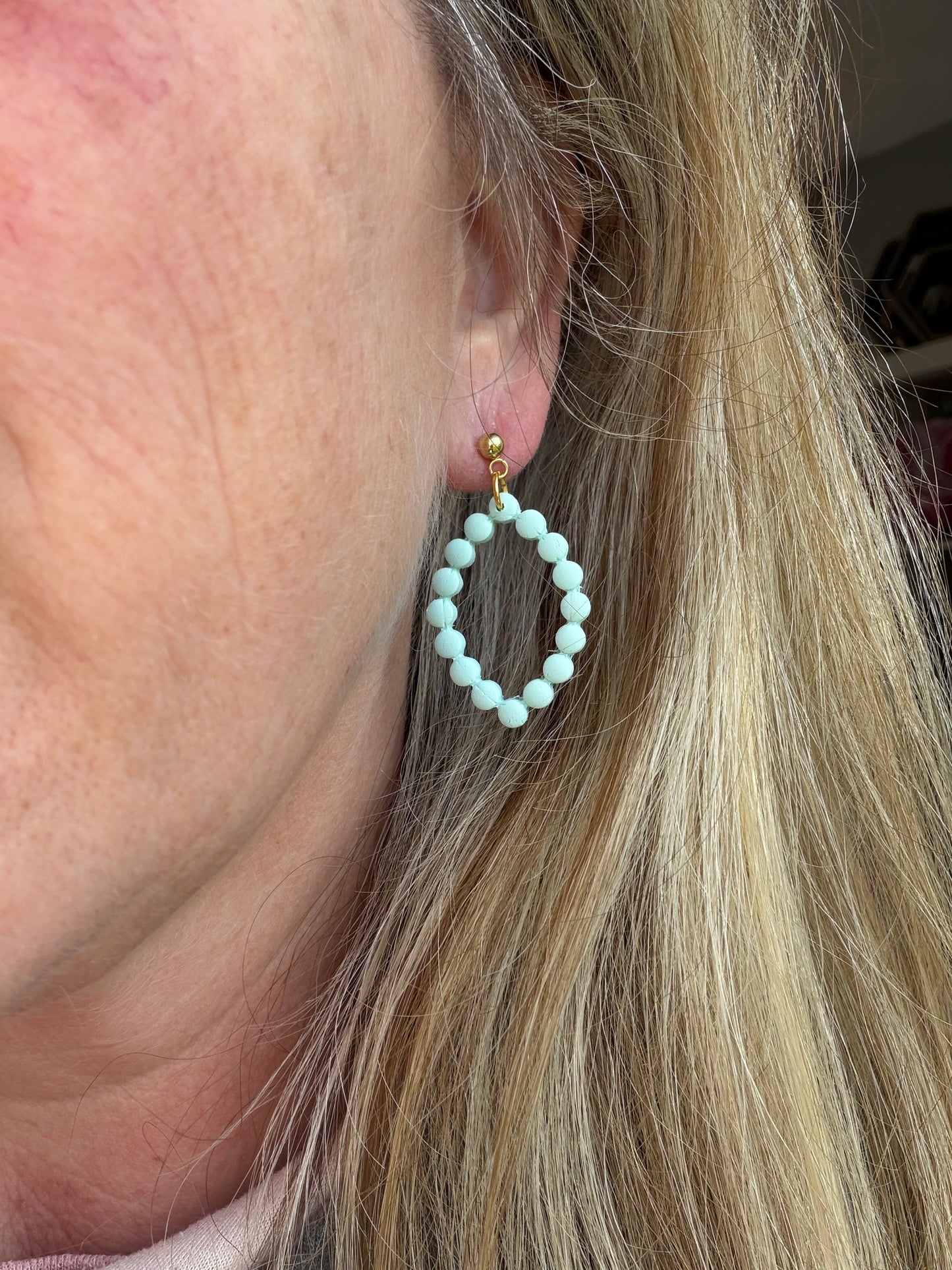 Bubble Beaded Diamond Polymer Clay Earrings | Seaside Charm Collection