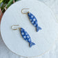 Floral Daisy Patterened Fish Polymer Clay Earrings | Seaside Charm Collection