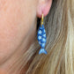 Floral Daisy Patterened Fish Polymer Clay Earrings | Seaside Charm Collection