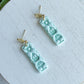 Pastel Mint Sun Stamped Rectangle Polymer Clay Earrings | Seaside Charm Collection