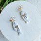 Striped Fish with Gold Bow Polymer Clay Earrings | Seaside Charm Collection