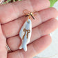 Striped Fish with Gold Bow Polymer Clay Earrings | Seaside Charm Collection