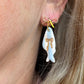 Striped Fish with Gold Bow Polymer Clay Earrings | Seaside Charm Collection