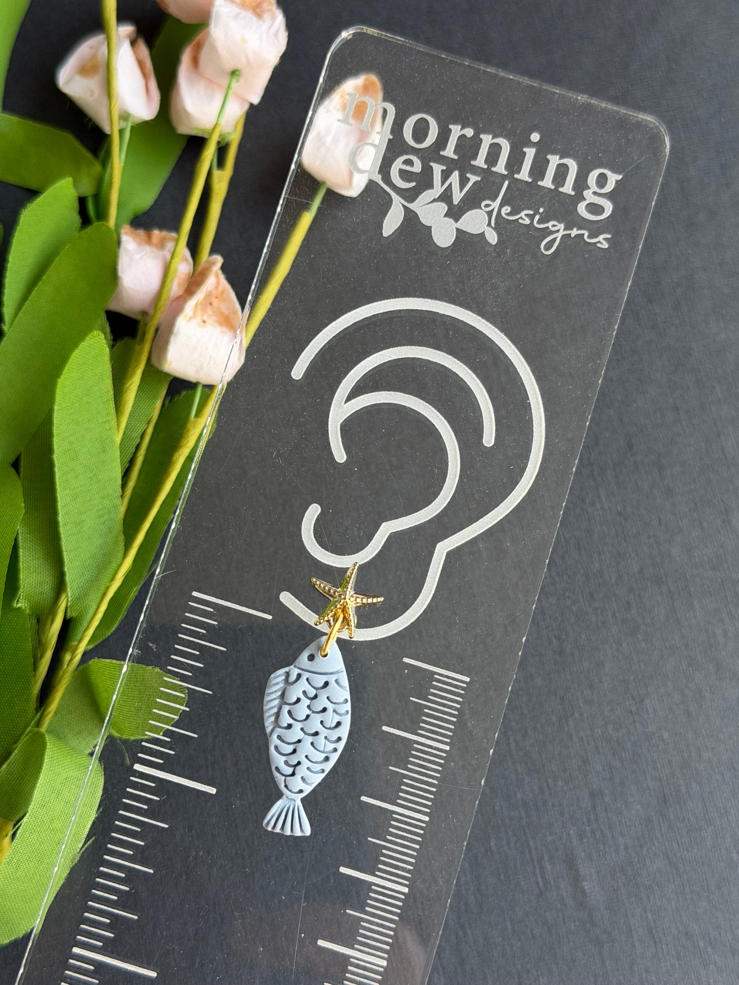 Coastal Catch Fish with Starfish Studs Polymer Clay Earrings | Seaside Charm Collection