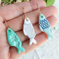 Ocean and Seafoam Coastal Fish Polymer Clay Earrings | Seaside Charm Collection