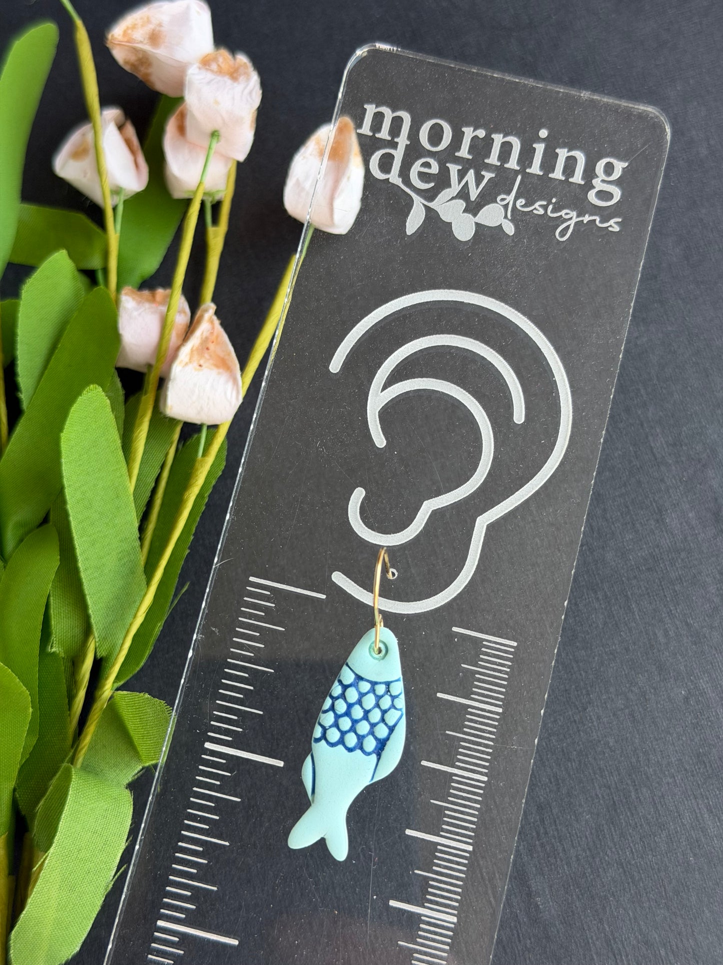Ocean and Seafoam Coastal Fish Polymer Clay Earrings | Seaside Charm Collection