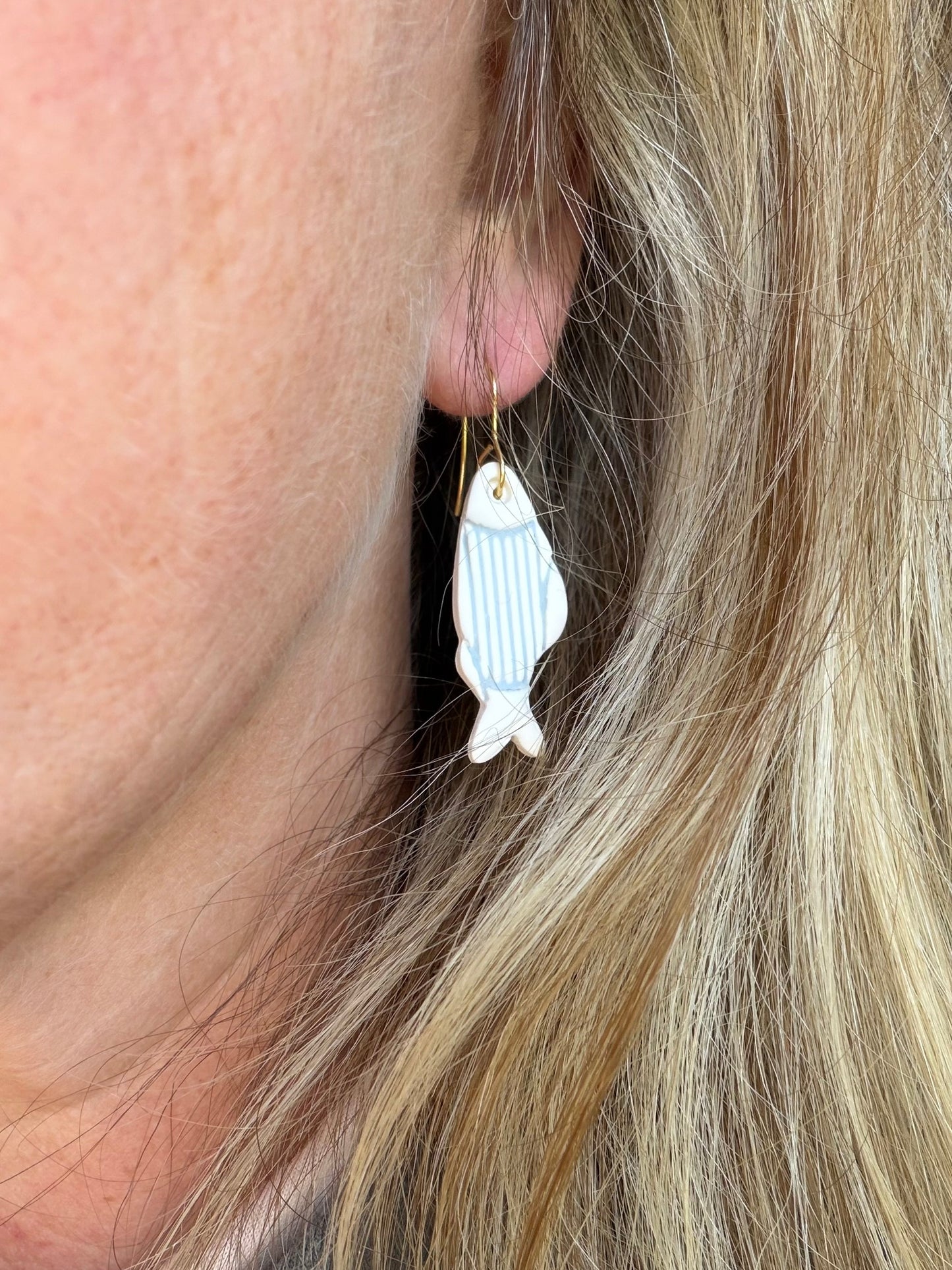 Ocean and Seafoam Coastal Fish Polymer Clay Earrings | Seaside Charm Collection