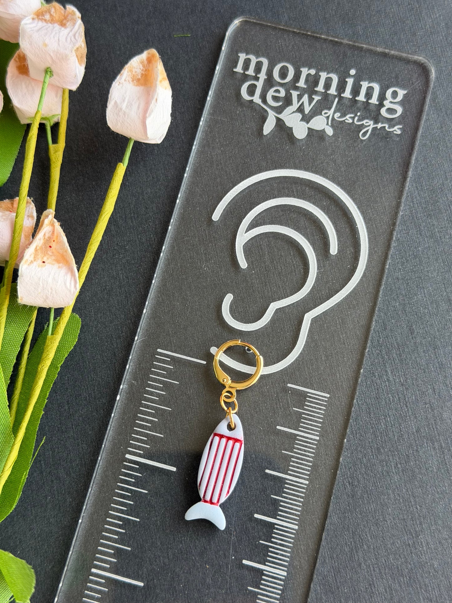 Ocean and Seafoam Mini Fish Polymer Clay Earrings | Seaside Charm Collection