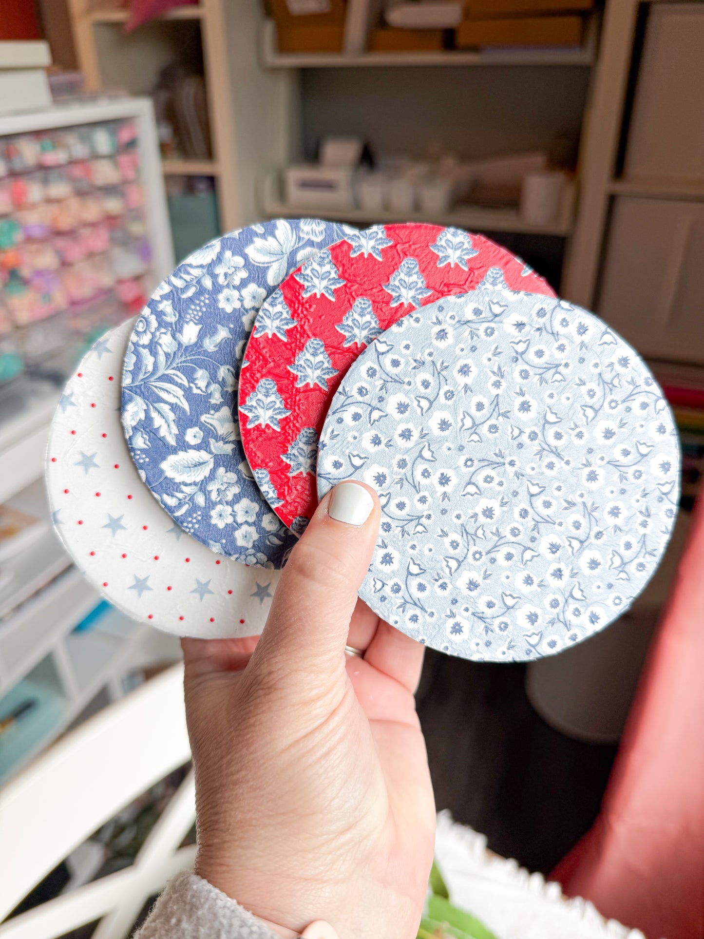 Americana Floral Beverage Coasters | Set of 4 Table Coasters