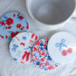 Americana Floral Cherry and Bow Beverage Coasters | Set of 4 Table Coasters