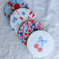 Americana Floral Cherry and Bow Beverage Coasters | Set of 4 Table Coasters