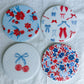 Americana Floral Cherry and Bow Beverage Coasters | Set of 4 Table Coasters