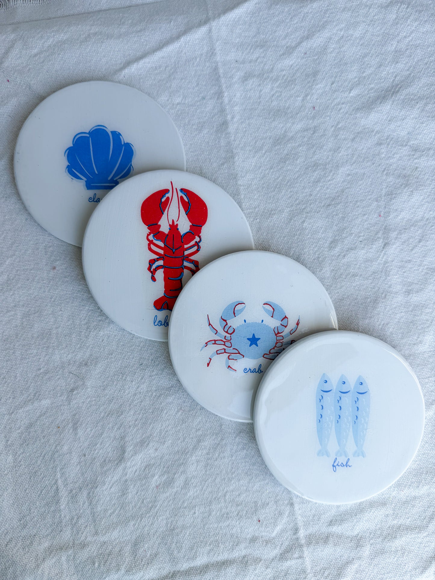 Coastal Sea Life Beverage Coasters | Set of 4 Table Coasters