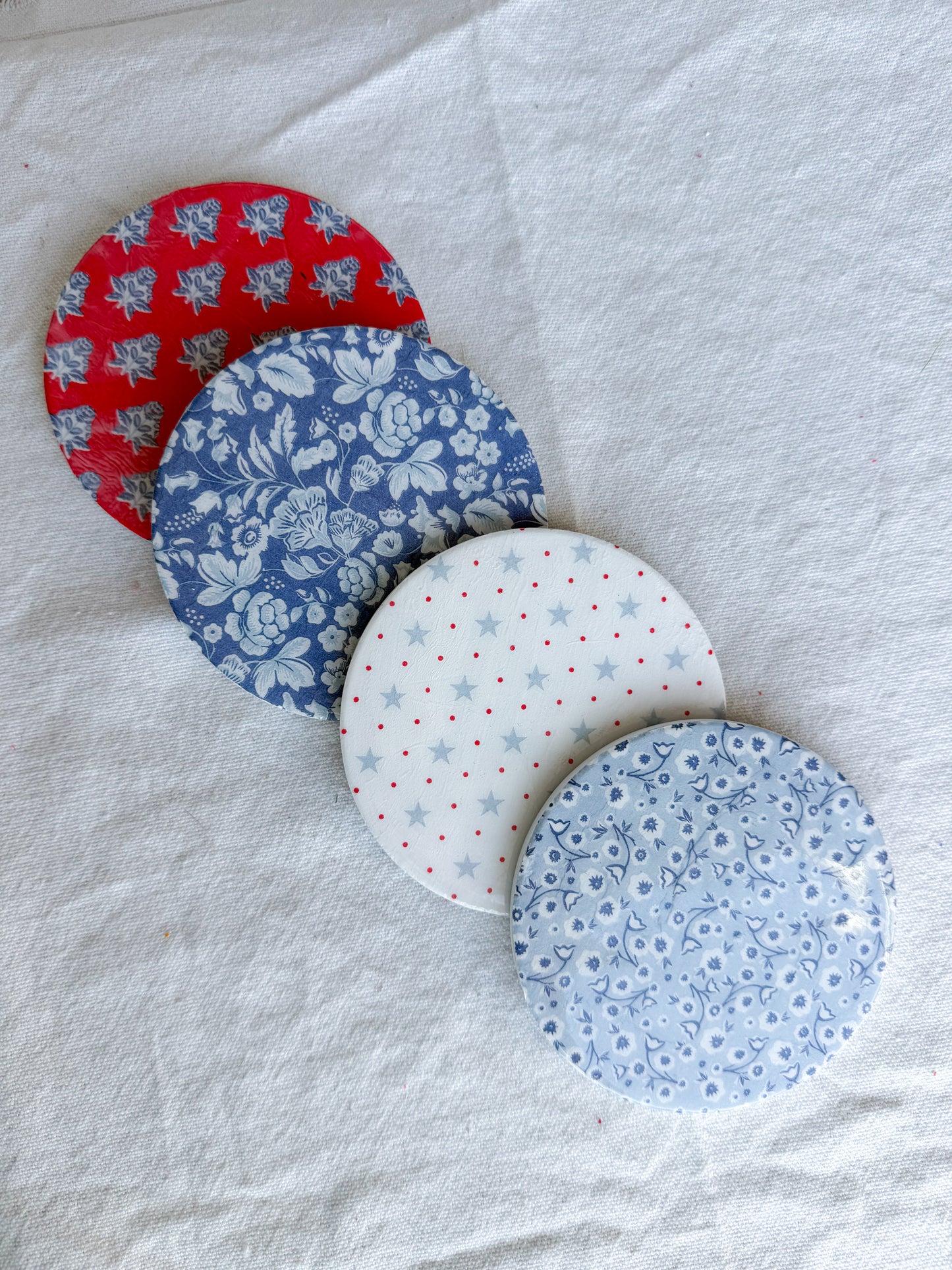 Americana Floral Beverage Coasters | Set of 4 Table Coasters