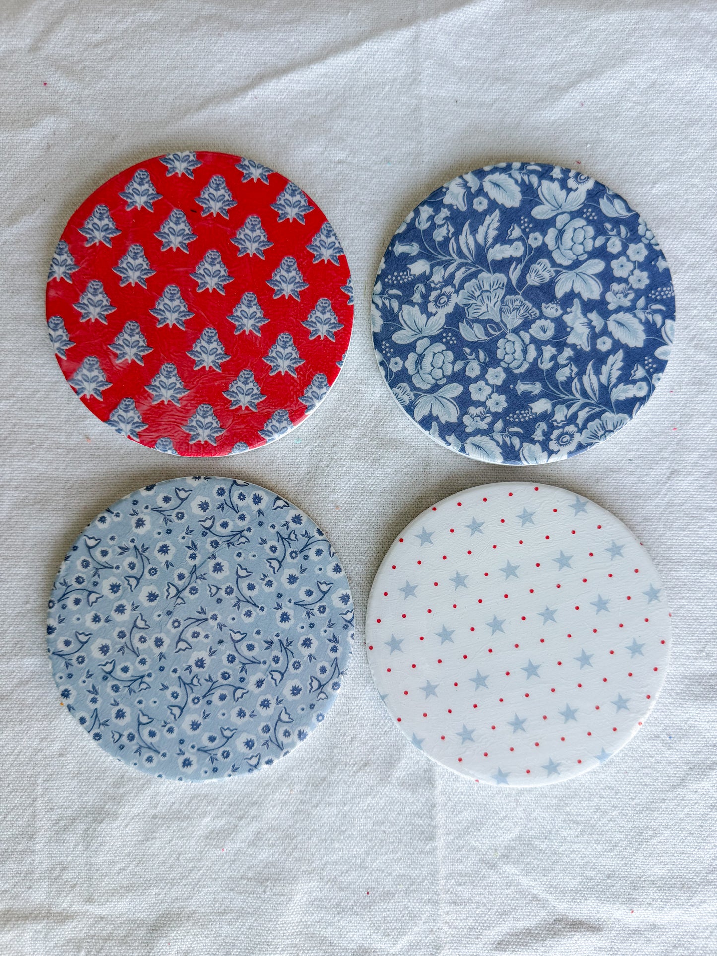 Americana Floral Beverage Coasters | Set of 4 Table Coasters