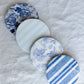 Coastal Blue Stripe and Floral Beverage Coasters | Set of 4 Table Coasters