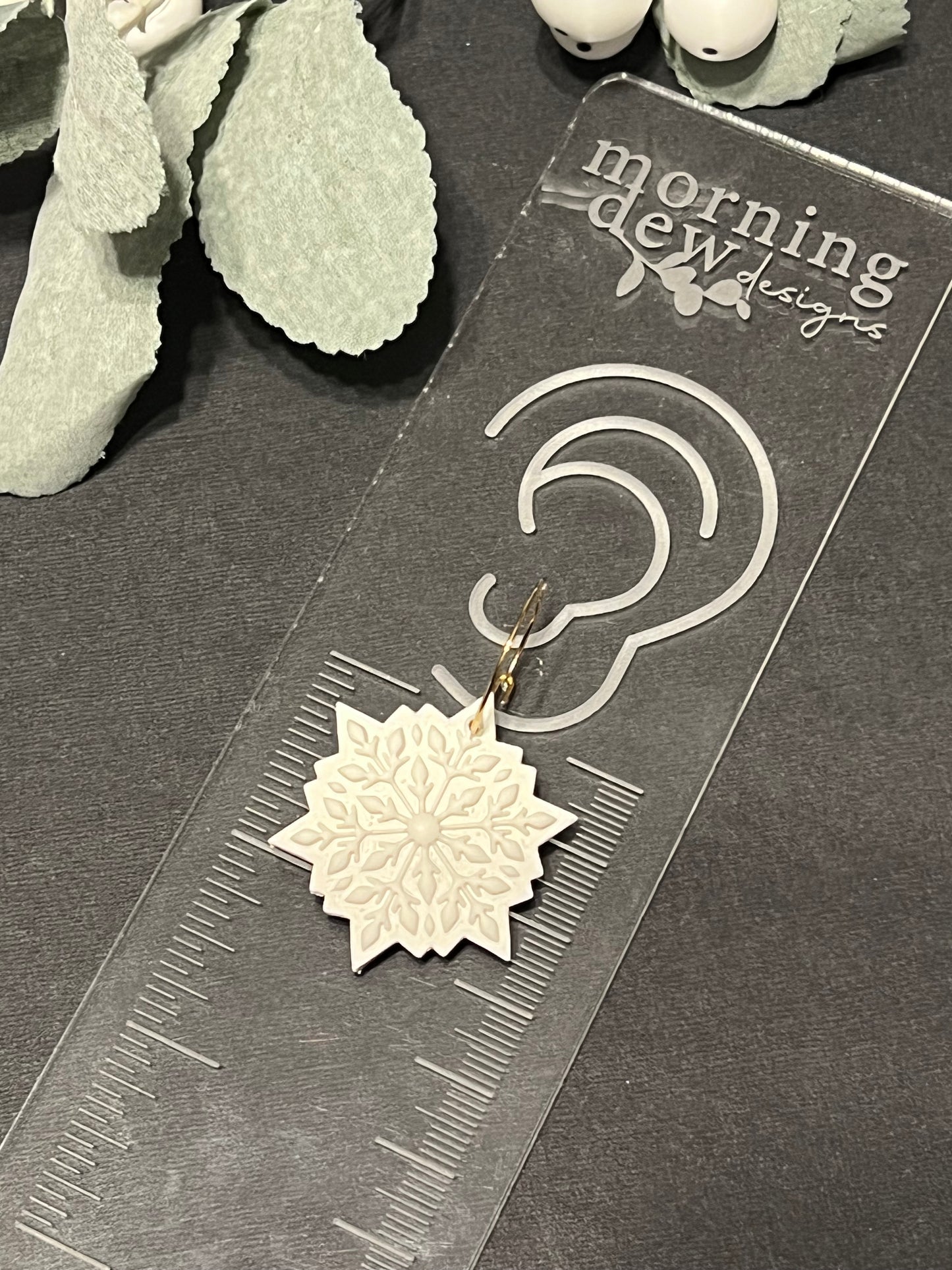 Scandinavian Winter White Snowflake Dangles